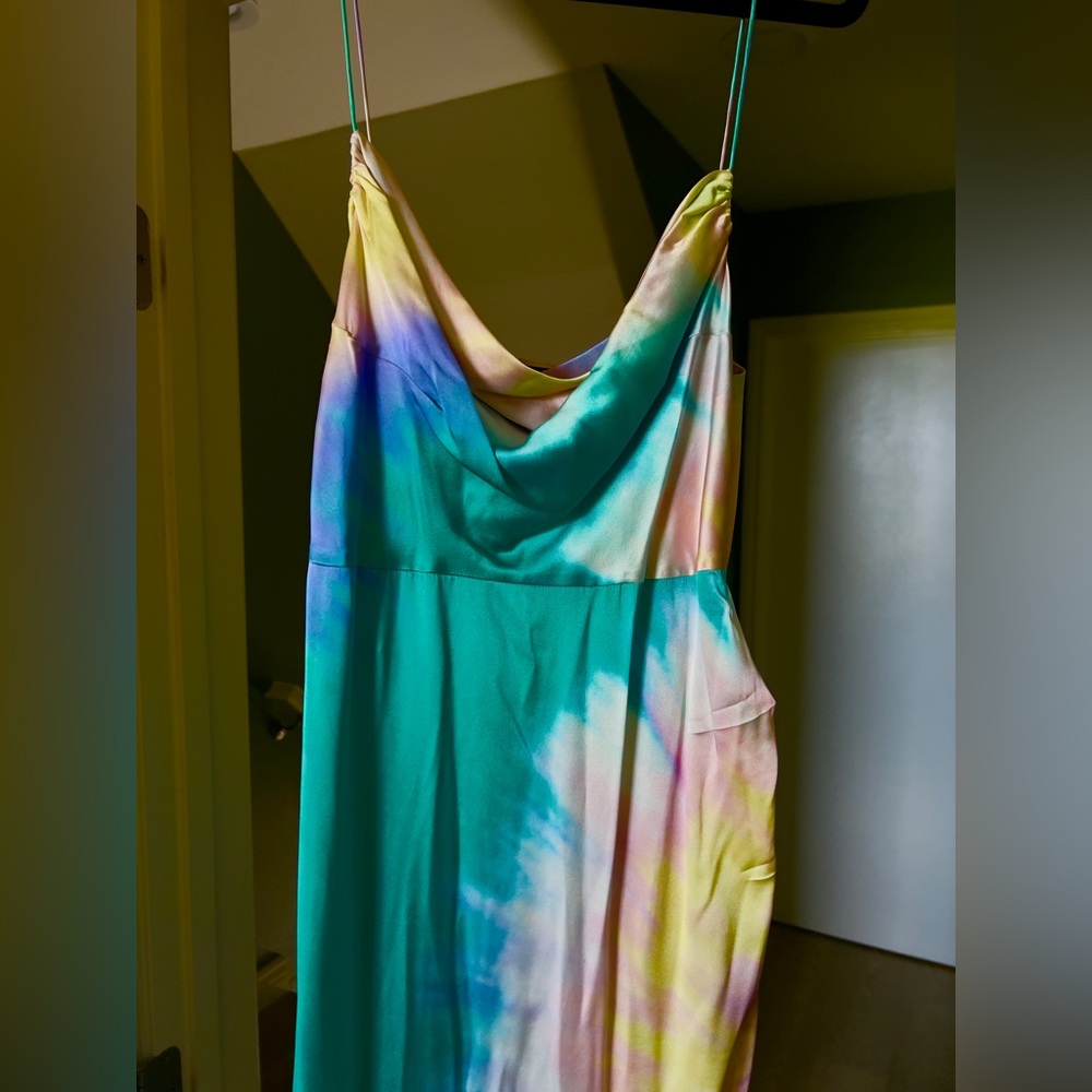 Silk Retrofete Multicolor Tie-Dye Maxi Slip Dress